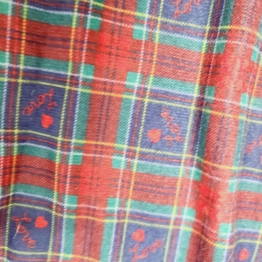 Vintage 90s Girls Red Green Plaid Hearts Ruffle Night Gown Dress size 4